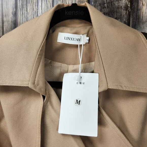 LINXUAN (Amazon Brand) Long Line Trench Coat Jacket - M - Picture 4 of 14